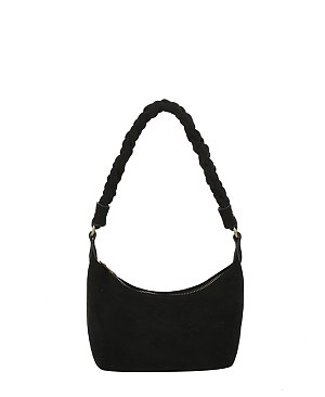Braided Handle Suede Shoulder Bag