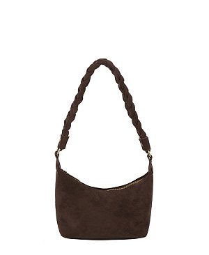 Braided Handle Suede Shoulder Bag