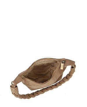 Braided Handle Suede Shoulder Bag
