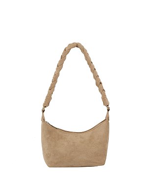 Braided Handle Suede Shoulder Bag