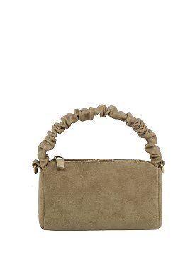 Ruched Top Handle Mini Suede Crossbody Bag