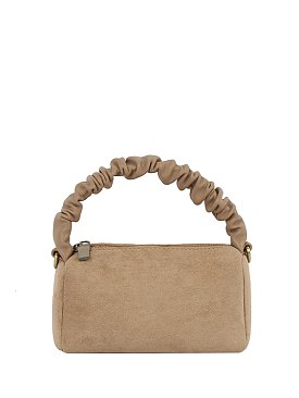 Ruched Top Handle Mini Suede Crossbody Bag