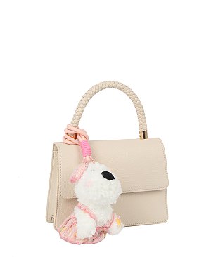 Bag Charm Braided Top Handle Flap Satchel