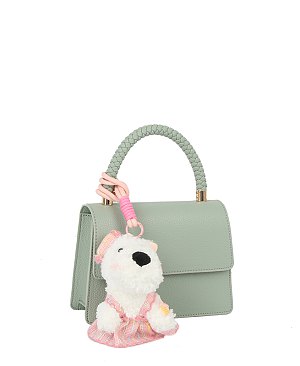 Bag Charm Braided Top Handle Flap Satchel
