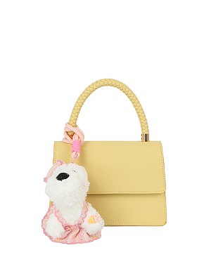 Bag Charm Braided Top Handle Flap Satchel