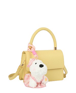 Bag Charm Braided Top Handle Flap Satchel