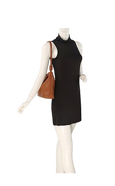 Knotted Handle Bucket Shoulder Bag