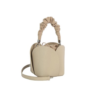 Ruched Top Handle Bucket Satchel