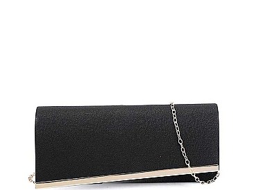 STYLISH ASYMMETRICAL FLAP PARTY CLUTCH WITH CHAIN