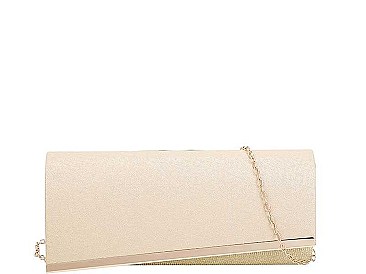 STYLISH ASYMMETRICAL FLAP PARTY CLUTCH WITH CHAIN