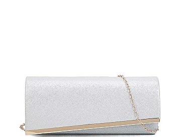 STYLISH ASYMMETRICAL FLAP PARTY CLUTCH WITH CHAIN