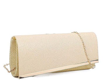 STYLISH ASYMMETRICAL FLAP PARTY CLUTCH WITH CHAIN