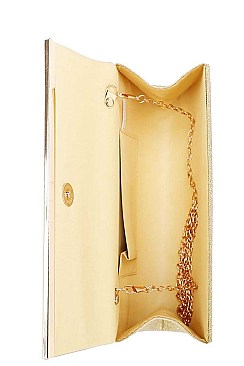 STYLISH ASYMMETRICAL FLAP PARTY CLUTCH WITH CHAIN