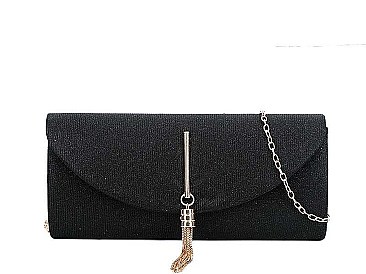 DESIGNER CHIC SILKY CHAIN TASSEL CLUTCH WITH CHAIN