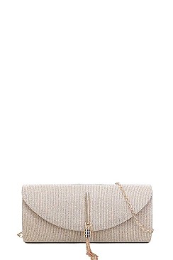 DESIGNER SILKY CHAIN TASSEL CLUTCH