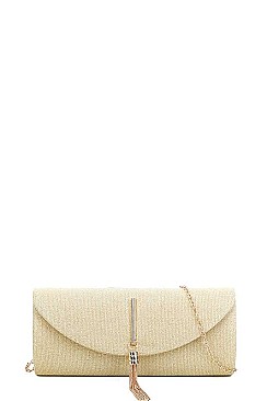 DESIGNER SILKY CHAIN TASSEL CLUTCH