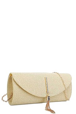 DESIGNER SILKY CHAIN TASSEL CLUTCH