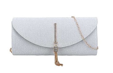 DESIGNER SILKY CHAIN TASSEL CLUTCH