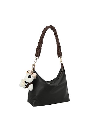 Bag Charm Braided Handle Shoulder Bag