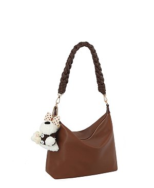 Bag Charm Braided Handle Shoulder Bag