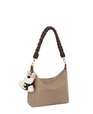 Bag Charm Braided Handle Shoulder Bag