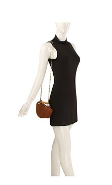 Twisted Top Handle Suede Satchel Bag