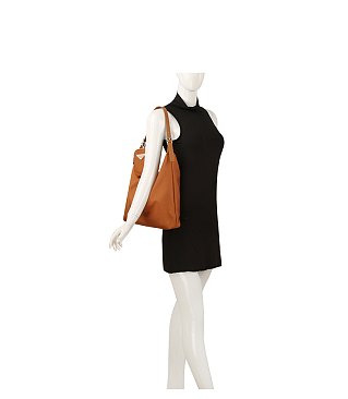 2-in-1 Daily Nylon Hobo Shoulder Bag With Matching Mini Pouch