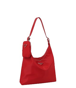 2-in-1 Daily Nylon Hobo Shoulder Bag With Matching Mini Pouch