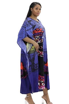 FASHIONABLE AFRICAN GODDESS PRINT CAFTAN ROBE DRESS