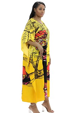 FASHIONABLE AFRICAN GODDESS PRINT CAFTAN ROBE DRESS