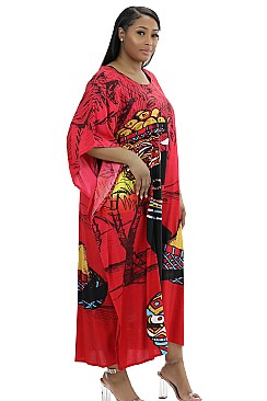FASHIONABLE AFRICAN GODDESS PRINT CAFTAN ROBE DRESS