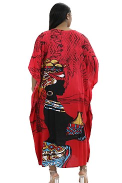 FASHIONABLE AFRICAN GODDESS PRINT CAFTAN ROBE DRESS