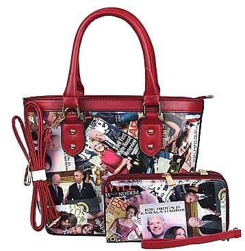 2 IN 1 PRESIDENT BIDEN & KAMALA HARRIS TOTE WALLET SET