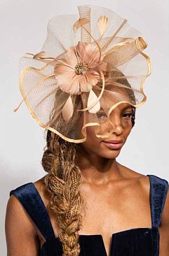 Classy FASCINATOR with Feathers and Pearls Center