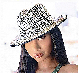 Stylish Rhinestone Fedora Hat