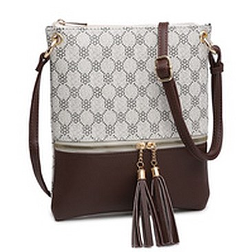 Flower Monogram Colorblock Tassel Zip