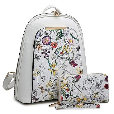 Flower Printed 2-in-1 Backpack