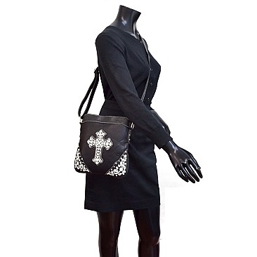 Rhinestone Cross Messenger Bag