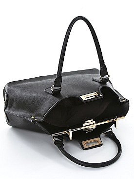 Double Compartment 2 Side Twist Lock Boutique Satchel