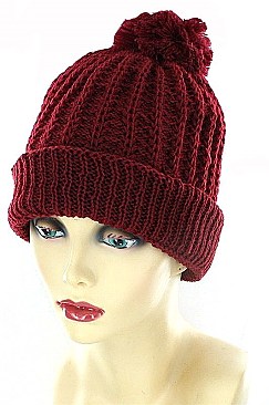 Pack of 12 (pieces) Assorted Fashionable Pom Pom Knit Beanies FM-MHA2512