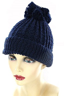Pack of 12 (pieces) Assorted Fashionable Pom Pom Knit Beanies FM-MHA2512