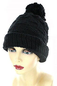 Pack of 12 (pieces) Assorted Fashionable Pom Pom Knit Beanies FM-MHA2514