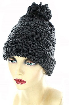 Pack of 12 (pieces) Assorted Fashionable Pom Pom Knit Beanies FM-MHA2514