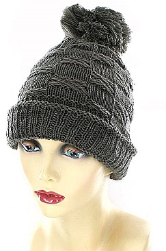 Pack of 12 (pieces) Assorted Fashionable Pom Pom Knit Beanies FM-MHA2514
