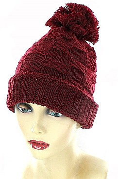 Pack of 12 (pieces) Assorted Fashionable Pom Pom Knit Beanies FM-MHA2514