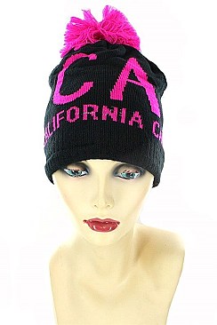Pack of 12 (pieces) Assorted CALIFORNIA Pom Pom Beanies FM-MHA2520