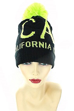 Pack of 12 (pieces) Assorted CALIFORNIA Pom Pom Beanies FM-MHA2520