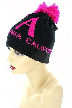 Pack of 12 (pieces) Assorted CALIFORNIA Pom Pom Beanies FM-MHA2520