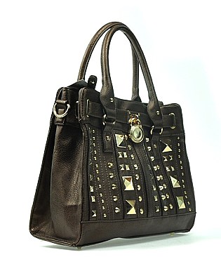 Gold Studded Padlock Tote