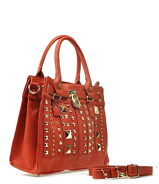 Gold Studded Padlock Tote